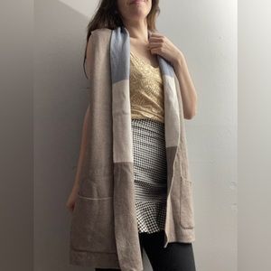 Bendetta B Long Cardigan Open Sweater Vest Gray Wool Cashmere Blend Large